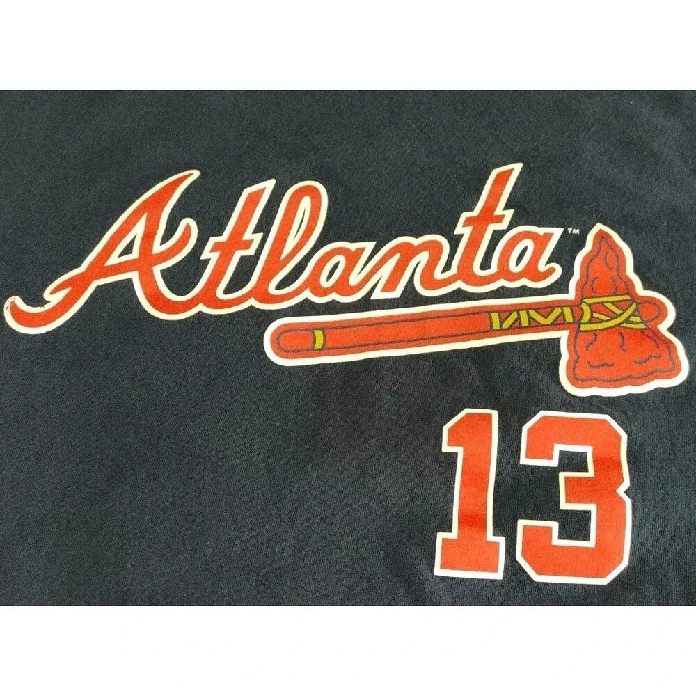 Majestic Atlanta Braves Ronald Acuna Jr #13 Navy TShirt Jersey Size 2XL XXL MLB